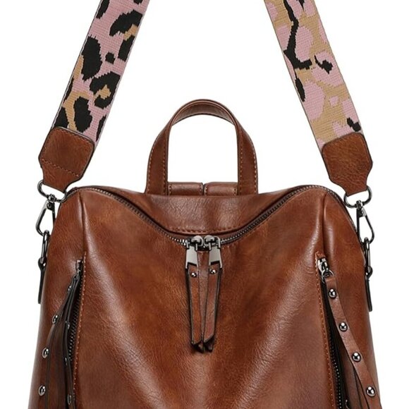 Vegan Leather Backpack Purse for Women Travel Work Casual Daypack Organizer